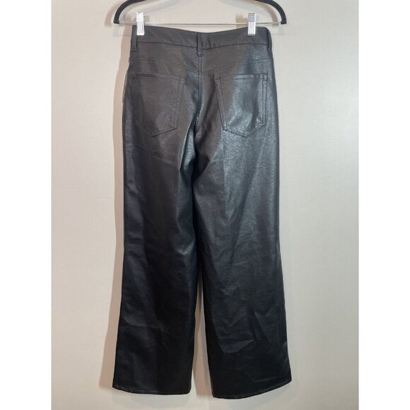 Pacsun Black Faux Leather Pants Wide Leg Women's Size XS NWT NEW Grunge Rock - Picture 7 of 12
